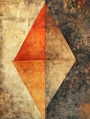 Aufkleber - The artwork features an arrangement of asymmetrical triangular shapes in warm tones on a richly textured background, creating depth and interest. Generative AI