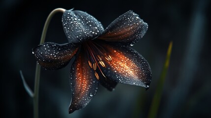 Aufkleber - Dark Flower with Dew in Soft Lighting