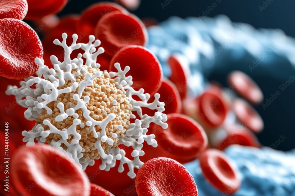 Minimalist depiction of platelets and red blood cells, using smooth ...