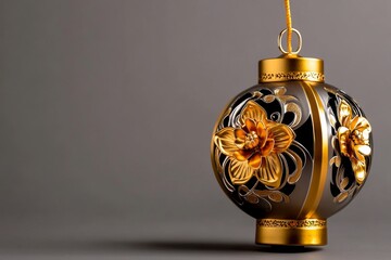 Aufkleber - Minimalist golden lantern design, symbolizing prosperity and light, set against a clean, white background