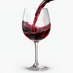 Red wine pouring into a glass isolated on a white background