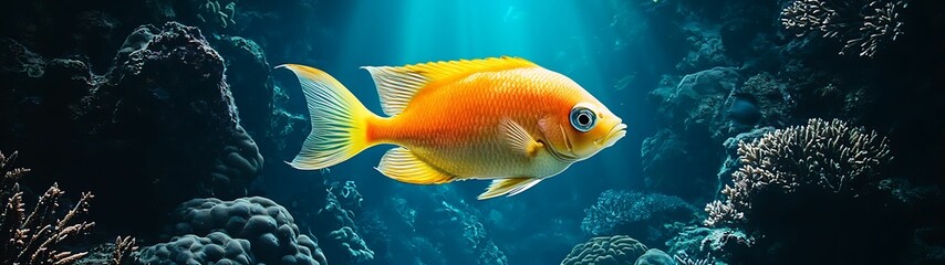 Wall Mural - exploring the vibrant underwater world a stunning look at a colorful fish swimming gracefully among 