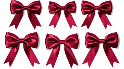 Wall Mural - Set of Four Red Satin Ribbon Bows on a Transparent Background Generative AI