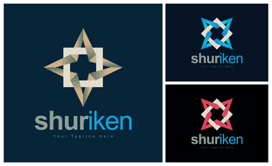 Shuriken star modern shape logo set template design