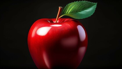 red apple on black background