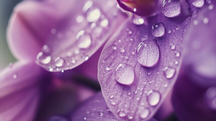 Aufkleber - Close-Up of Purple Flower Petals with Water Drops