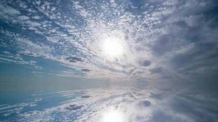 Wall Mural - movement of beautiful clouds across the sky with reflection in the lake, abstract, 4k, video, loop