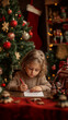© sabyna75 - Child writing christmas letter amidst festive holiday decor
