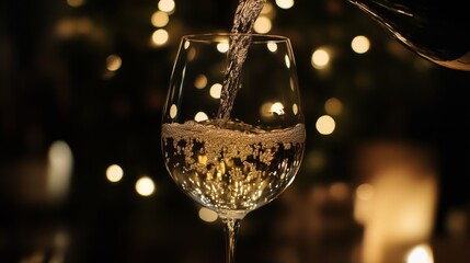 Pouring White Wine into a Glass - Festive Celebration