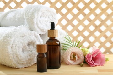 Canvas Print - Composition with cosmetic products for spa treatment on wooden table