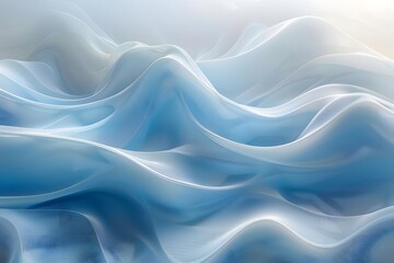 Poster - Ethereal Blue Waves: A Dreamy Abstract Landscape