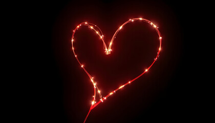 Wall Mural - creative 3d render illustration with a heart shaped fiber optic cable isolated with white highlights