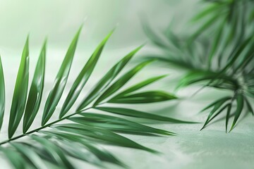 Canvas Print - Lush Green Palm Leaves in Soft Focus