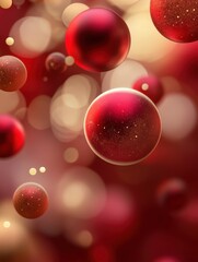 Poster - Colorful abstract spots in red and gold create a festive atmosphere reminiscent of Christmas ornaments, celebrating the holiday spirit. Generative AI