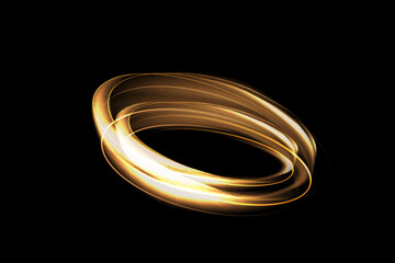 Wall Mural - neon swirl. curved yellow line light effect. yellow portal or energy tunnel. neon set swirl.