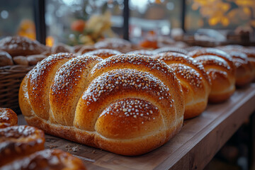 Canvas Print - Breads flavored with pumpkin, cinnamon, or maple syrup reflect autumn tastes. Concept of seasonal breads.