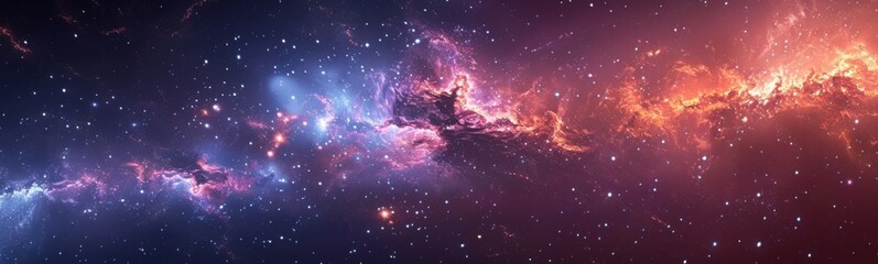 Wall Mural - Starry background with a bright red and blue nebula