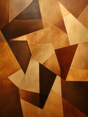 Aufkleber - Intricate arrangement of squares and rhombuses in subtle brown tones creates a captivating geometric abstract design for visual interest. Generative AI
