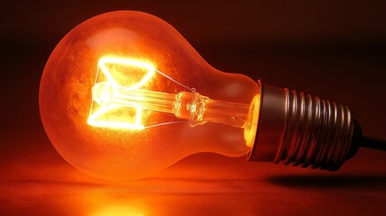 Poster - A glowing incandescent light bulb with a visible filament, symbolizing the power of electricity and innovation in modern lighting, Generative Ai