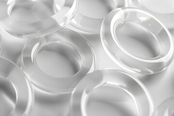 Canvas Print - A Close-Up View of Transparent Circular Objects on a Light Background