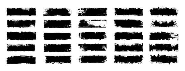 Fototapete - Paint roller brush strokes, featuring rough and textured edges. Paintbrush, ink strokes in dirty style with splashes. Perfect for backgrounds, borders, and creative projects. Vector graphic set