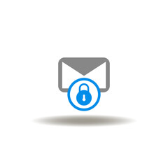Wall Mural - vector illustration of mail envelope and lock. icon of secure message communication. symbol of priva