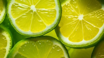 Wall Mural - Slices of lemon and lime as a background. Close up.