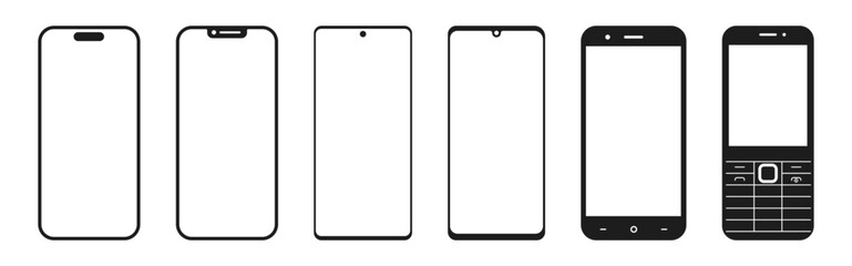 smartphone mockup with blank white screen. simple mobile phone icon template