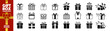 © Tata - Present gift box icons set. Christmas and birthday gift icon illustration vector symbol isolated. Line and silhouette style