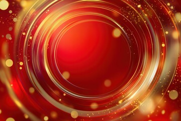 Poster - Swirls of red and golden spots create a vibrant, festive background reminiscent of Christmas ornaments, ideal for holiday themes. Generative AI