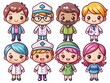 © Arnada - Cute and Funny Kawaii Health Workers Stickers for Creative Projects and Social Media