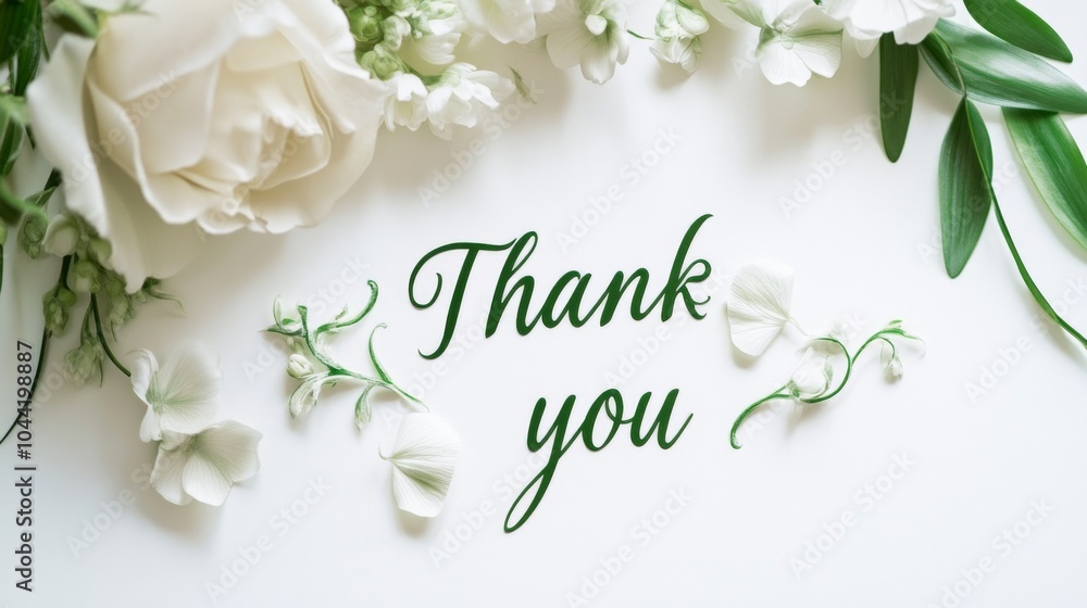 Elegant cursive thank you message in a simple font, featuring a green ...