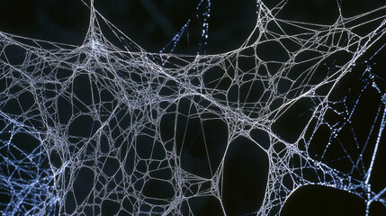 Dewy Spider Web Closeup   Nature Texture Background