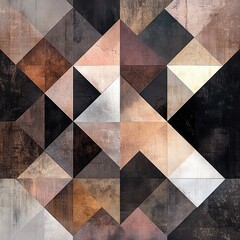 Leinwandbilder - Complex geometric shapes in varying shades create a striking abstract pattern, blending warm tones and textures for a modern aesthetic. Generative AI