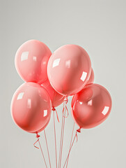 balloon photography, highly detailed photo-realistic image of pink balloons with studio lighting, over a clean white background, with no glossy finish