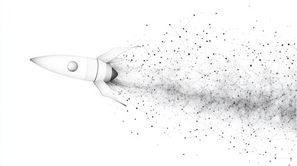 Wall Mural - abstract mash line and point rocket on white background with an inscription. starry sky or space, co