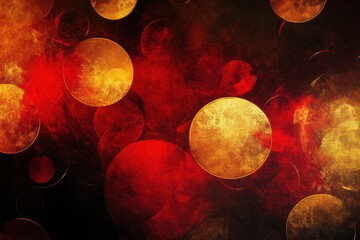 Poster - Red and golden circular patterns create a festive atmosphere, evoking the spirit of Christmas through vibrant holiday colors. Generative AI