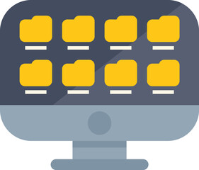 Wall Mural - this vector illustration shows a desktop computer screen with multiple folder icons, representing th