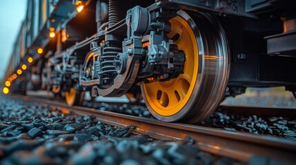 close-up of modern railway wheels