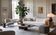 © slawatchisherazad - Modern living room interior design with white sofa and green plant  luxury and elegant style  cozy and inviting atmosphere  perfect for home decor