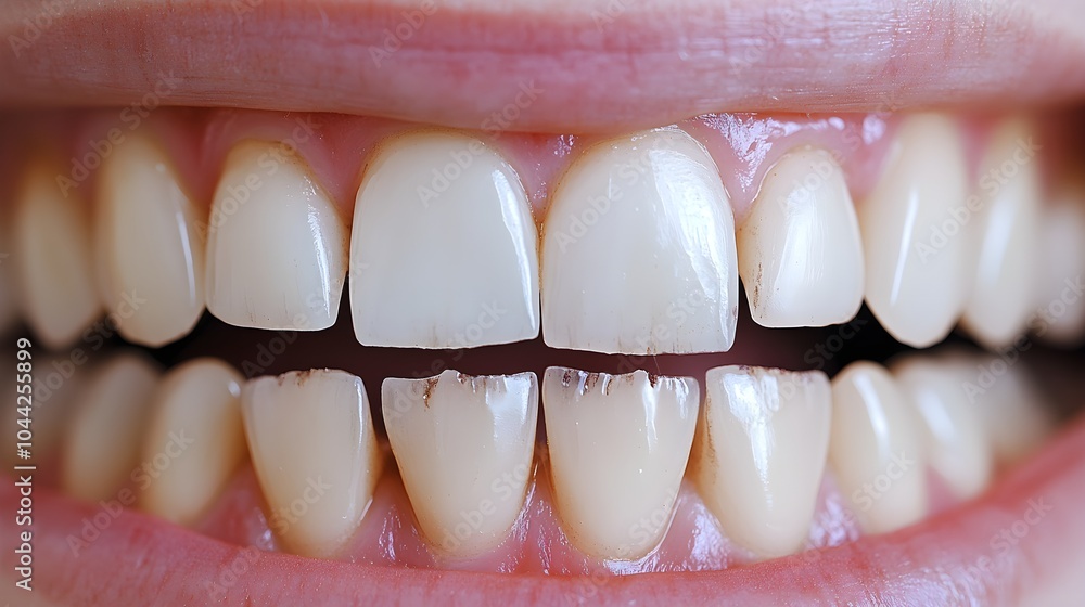 Side-by-side image of a patient's teeth, showing chipped teeth before ...