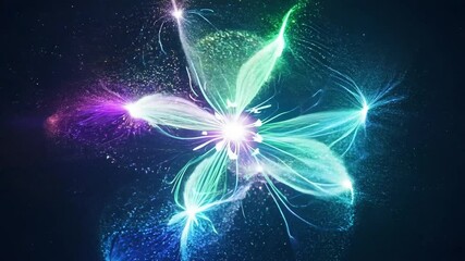 Poster - particle opens flower abstract bloom art digital design concept petals movement colourful dynamic vi