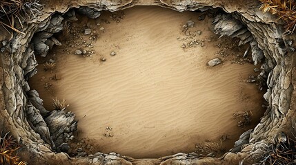Wall Mural - A serene desert landscape framed by rocky outcrops perfect for adventure and exploration imagery