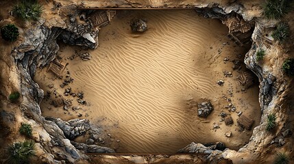 Wall Mural - A stunning desert oasis surrounded by rugged rocks and layers of sand ideal for exploration and adventure