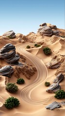 Wall Mural - Exploring the untamed beauty of desert landscapes a journey through rocky terrain and serpentine paths in nature's arid expanse