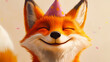 © Thiago - This smiling fox, dressed in a festive party hat, exudes happiness, embodying a playful spirit of celebration and joy. Spirit Fox. Illustration