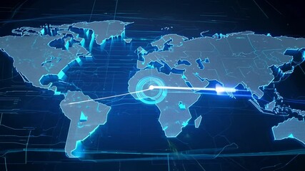 Wall Mural - electronic map digital video large world screen abstract earth country continent led light wall disp