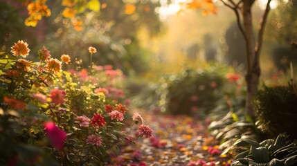 Wall Mural - Sunlight Filtering Through Autumn Leaves