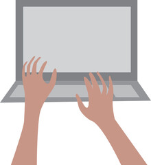A vector art of hands on a laptop or computer using it.
