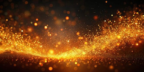 Wall Mural - Orange gold glowing dust particles flowing, orange, gold, glow, dust, particles, flowing, magical, mystical, sparkles